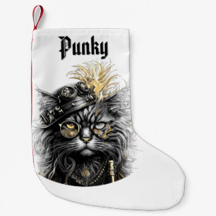 Geweldige Steampunk Kat met Naam Kleine Kerstsok
