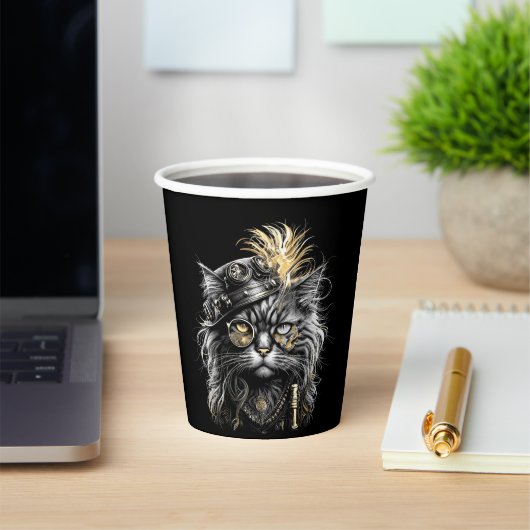Geweldige Steampunk Kat Papieren Bekers (Insitu)