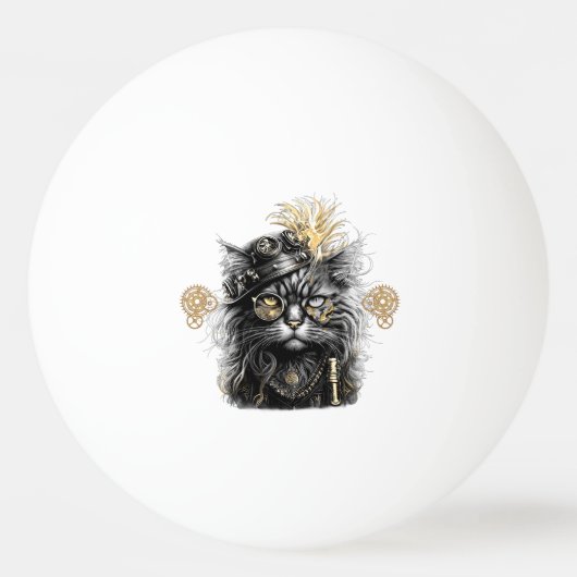 Geweldige Steampunk Kat  Pingpongbal (Voorkant)