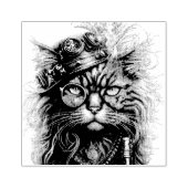 Geweldige Steampunk Kat  Rubberstempel (Afrduk)