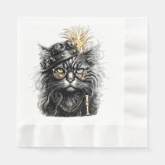 Geweldige Steampunk Kat Servet (Voorkant)