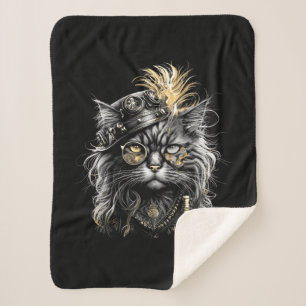 Geweldige Steampunk Kat  Sherpa Deken