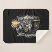 Geweldige Steampunk Kat Sherpa Deken (Voorkant (horizontaal))
