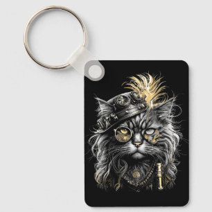 Geweldige Steampunk Kat Sleutelhanger