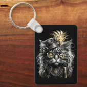 Geweldige Steampunk Kat  Sleutelhanger (Voorkant)