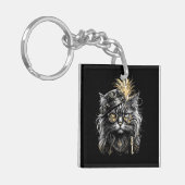 Geweldige Steampunk Kat  Sleutelhanger (Voorkant Links)