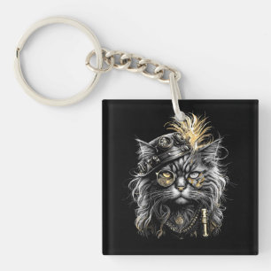 Geweldige Steampunk Kat  Sleutelhanger
