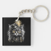 Geweldige Steampunk Kat  Sleutelhanger (Achterkant)