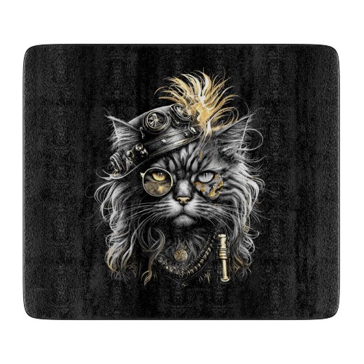Geweldige Steampunk Kat Snijplank (Voorkant)