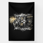 Geweldige Steampunk Kat  Spandoek (Verticaal)