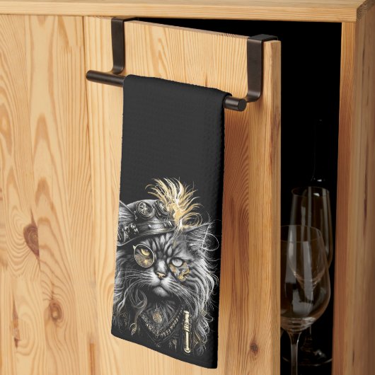 Geweldige Steampunk Kat  Theedoek (Derde Gevouwen)
