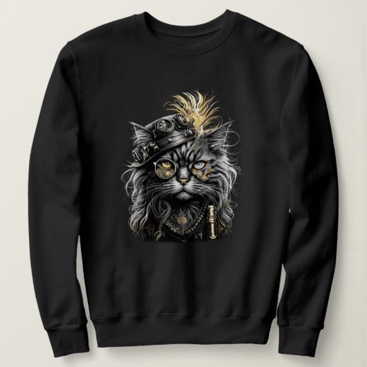 Geweldige Steampunk Kat Trui (Design voorkant)