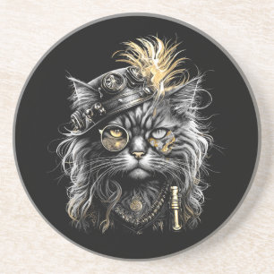 Geweldige Steampunk Kat Zandsteen Onderzetter