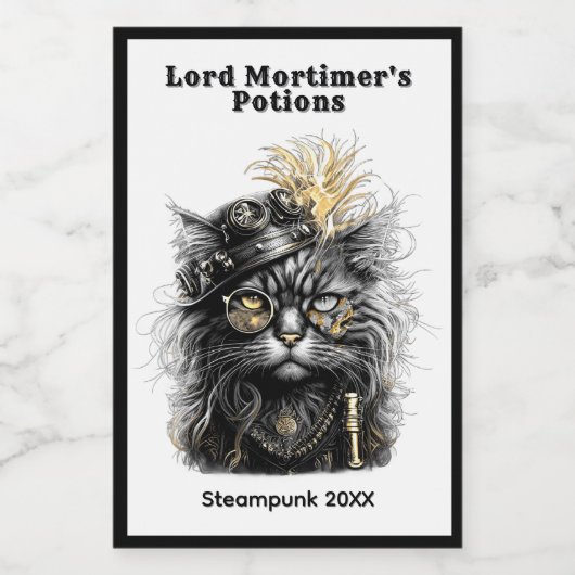 Geweldige Steampunk Katten Cadeaus  Wijn Etiket (Enkel label)