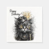 Geweldige Steampunk Kattenverjaardag  Servet (Voorkant)