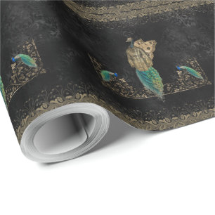 Geweldige steampunk pauw cadeaupapier