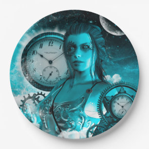 Geweldige steampunkdame in het universum papieren bordje