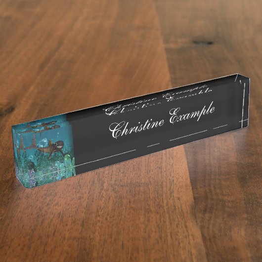 Geweldige steampunkhaai naambordje (Zijkant)