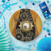 Geweldige steampunkontwerp met klokken en papieren bordje (Feest)