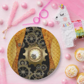 Geweldige steampunkontwerp met klokken en papieren bordje (Feest)