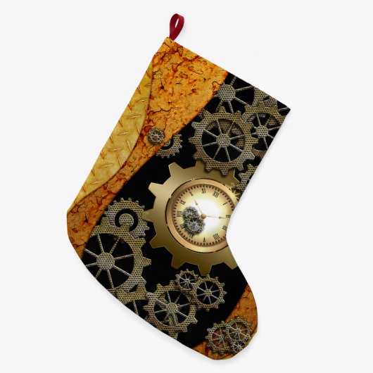 Geweldige steampunkontwerp met klokken en versnell grote kerstsok (Voorkant (Hangend))
