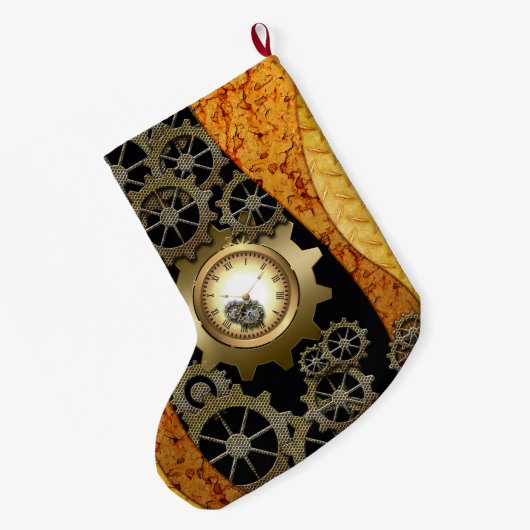 Geweldige steampunkontwerp met klokken en versnell grote kerstsok (Achterkant (Hangend))