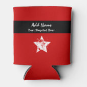 Geweldige STEPDAD Modern Rood met Zwart Lint A02 Blikjeskoeler (Voorkant)