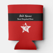 Geweldige STEPDAD Modern Rood met Zwart Lint A02 Blikjeskoeler (Achterkant)