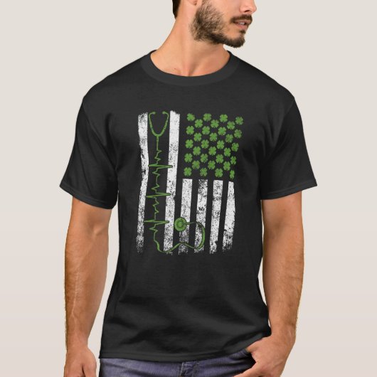 Geweldige stethoscoop Amerikaanse vlag verpleegkun T-shirt (Voorkant)