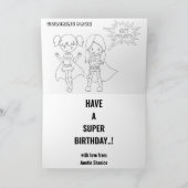 Geweldige superheld Colour Page Birthday Gift Kaart (Binnen)