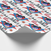 Geweldige superheld Girl Tremendous Birthday Gift Cadeaupapier (Hoek)