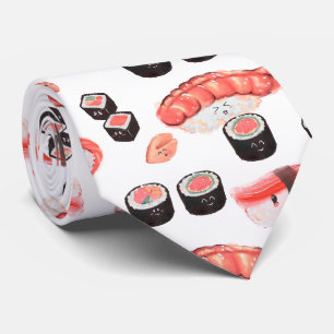Geweldige Sushi Pattern met Kawaii Expressions Stropdas