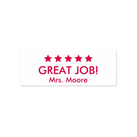 Geweldige taak 5 sterren Aangepaste naam leraar Zelfinktende Stempel (Design)