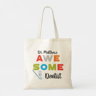 Geweldige Tandarts Kleurrijke Letters op Zwart Tote Bag