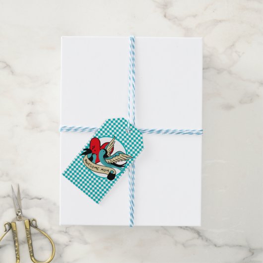 Geweldige Tattoo van mama en Harlequin-Moederdag Cadeaulabel (Met Touw)