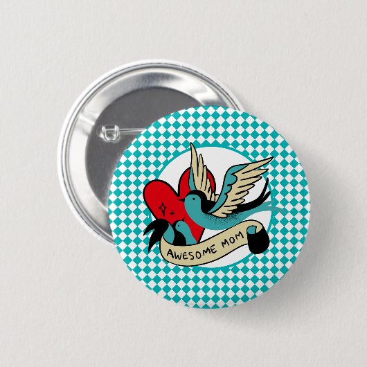 Geweldige Tattoo van mama en Harlequin Ronde Button 5,7 Cm (Voorkant /achterkant)