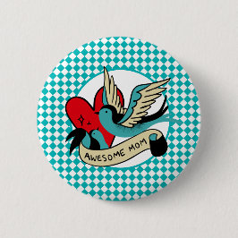 Geweldige Tattoo van mama en Harlequin Ronde Button 5,7 Cm