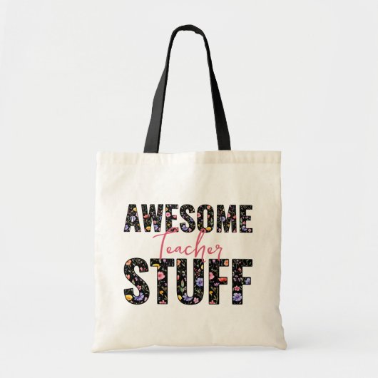 Geweldige Teach Stuff Bold Wildflower Lettering Tote Bag (Voorkant)
