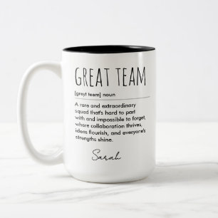 Geweldige Team Definition Custom Name Waardering Tweekleurige Koffiemok