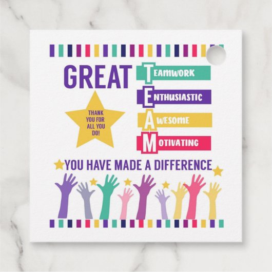 Geweldige teamwaarderingstag bedankjes labels (Achterkant)