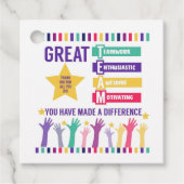 Geweldige teamwaarderingstag bedankjes labels (Voorkant)