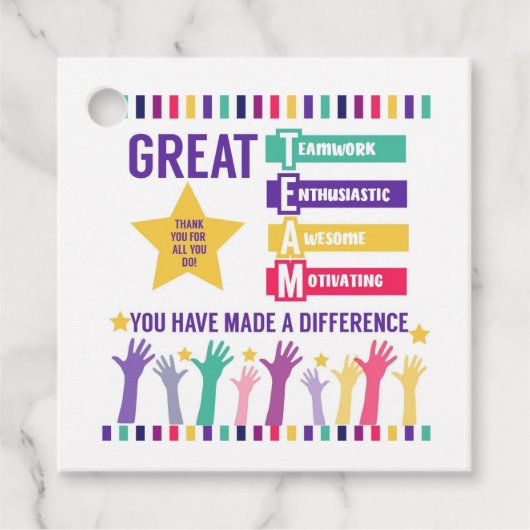 Geweldige teamwaarderingstag bedankjes labels (Voorkant)