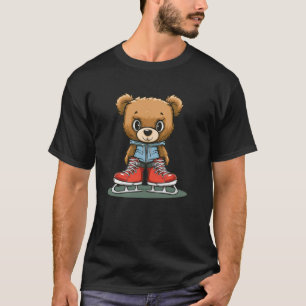 Geweldige teddybeer in schaatsschoenen outfit t-shirt