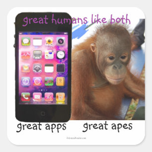 Geweldige telefoon Apps Grote Ape Humor Vierkante Sticker