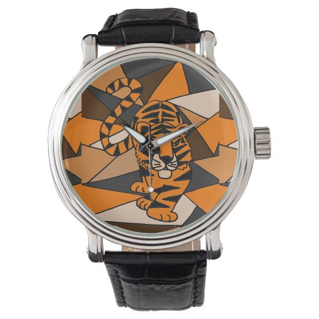 Geweldige Tiger Abstract Art Watch Horloge (Voorkant)