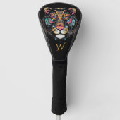 Geweldige Tiger Head Initiaal Golfheadcover (Voorkant)