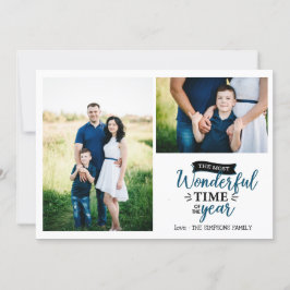 Geweldige tijd Blue plaid Holiday 2 fotocollage Kaart