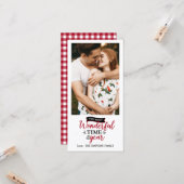 Geweldige tijd Red Gingham Holiday Foto Kaart (Voorkant / Achterkant in situ)