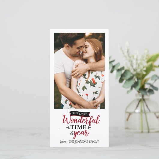 Geweldige tijd Red Gingham Holiday Foto Kaart (Staand voorkant)