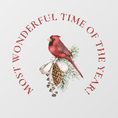 Geweldige tijd, rode kardinaal kerst raamsticker (Vel)